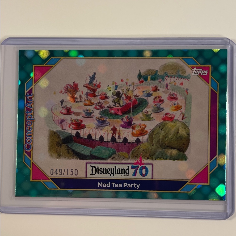 Topps Disneyland 70 Mad Tea Party Holographic Teal & Pink Trading Card